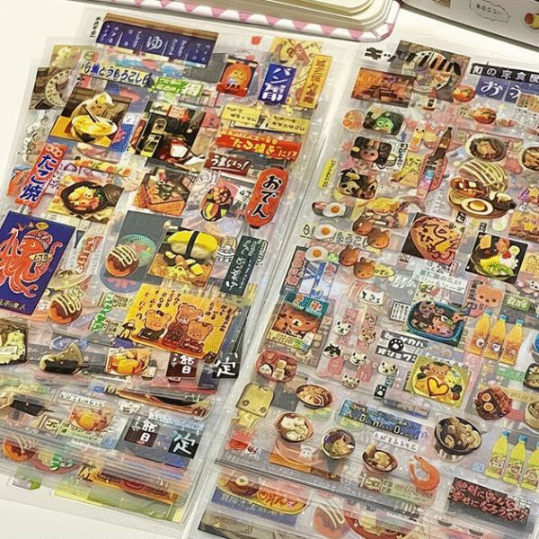 5 Sheets Japanese Retro Japanese Food Decorative Stickers